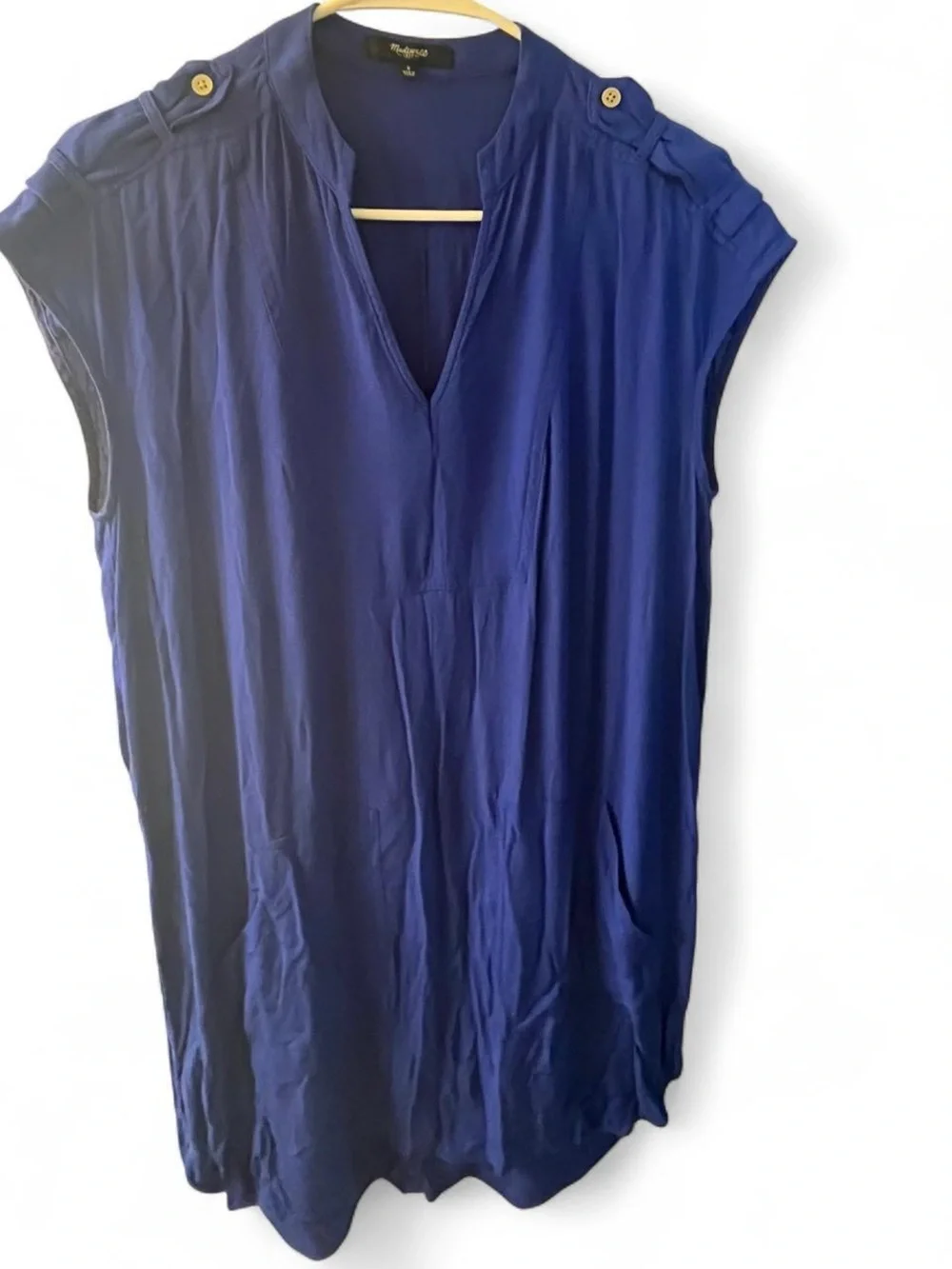 Madewell Vivid Royal Blue Cap-Sleeve Shift Dress - Picture 2 of 4